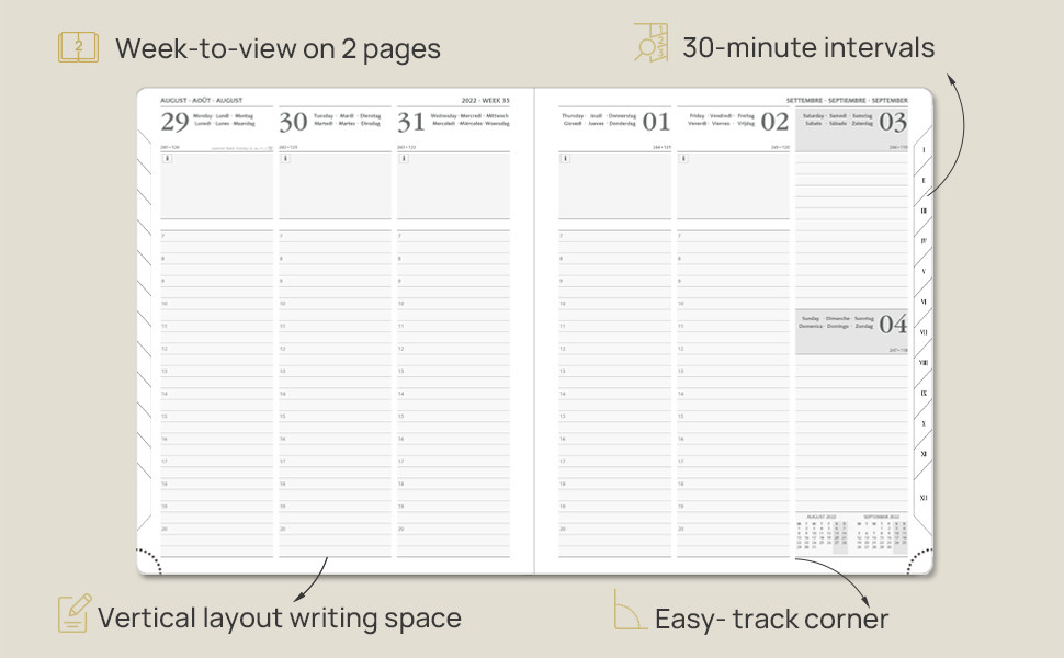 Medium Black Softcover 2023 Weekly Planner With Daily Schedule