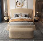 Leatherette Luxury Italian Bed Titanium Legs 90in Gold