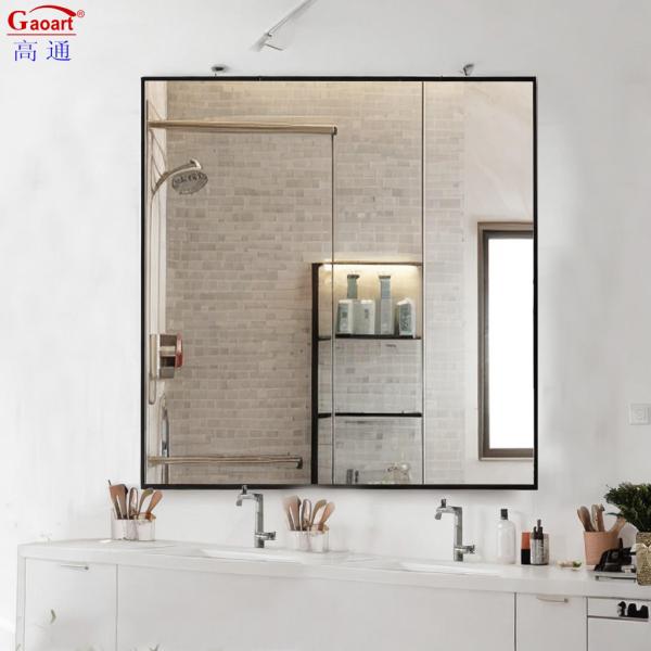 Home Wineshop Reflection Fashion Iron Black Bathroom Wall Mirror with Aluminium