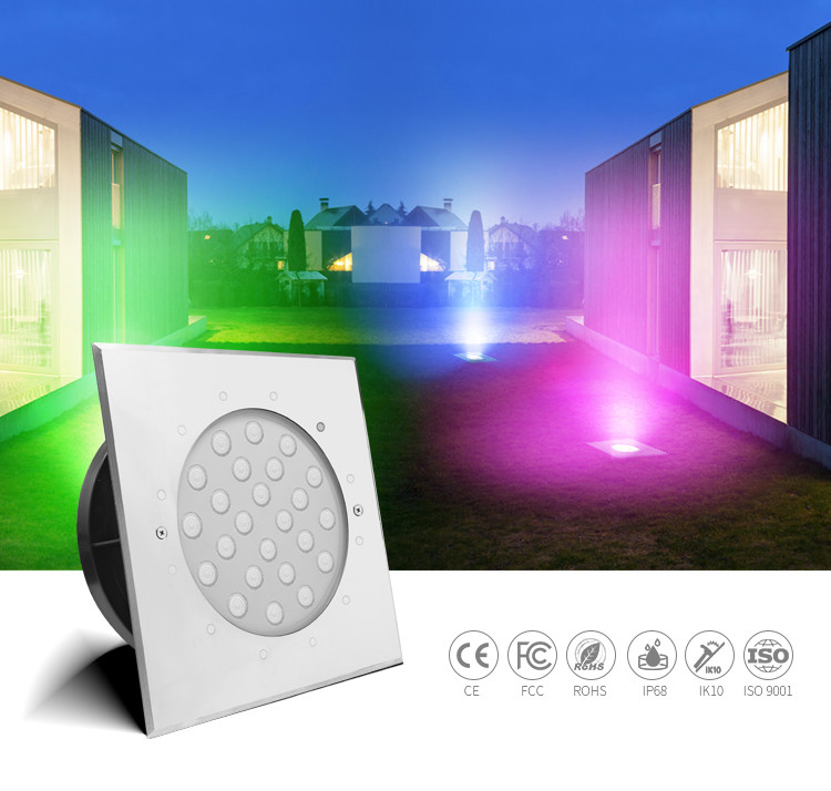 2000lm VDE 18W IK10 LED Ground Lights Square IP68 Waterproof Ground Lights