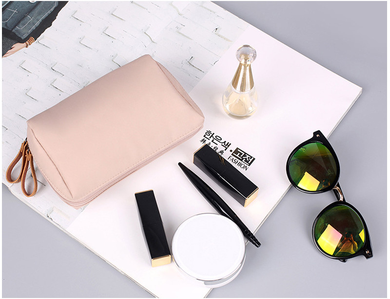 Wholesale Custom Pure Color Blank Polyester Pink Cosmetic Bag