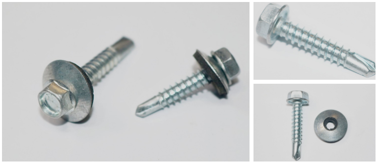 C1022 Steel Self Tapping Drywall Screws With EPDM Bonded Washer DIN 7504 Hex Head