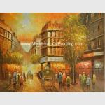 Framed Paris Oil Painting Eiffel Tower Paris Street Eco-Friendly For Leisure