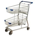 Public Service Shopping Basket Trolley Metal Double Basket Shopping Cart