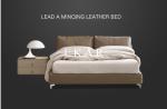 Italy Latest Genuine Leather Wooden Soft Bed King Size