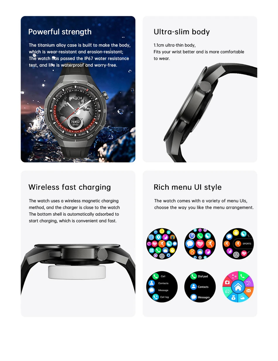 SK40 AMOLED HD Screen Smart Watch Men NFC GPS Tracking Heart Rate Compass Ul
