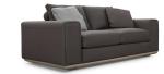 Italy cow leather sofa set for Living room seating furniture with wood painting