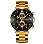 Mens Japan Movt Watch Stainless Steel Back PVD Plated Calendar Wrist Watch