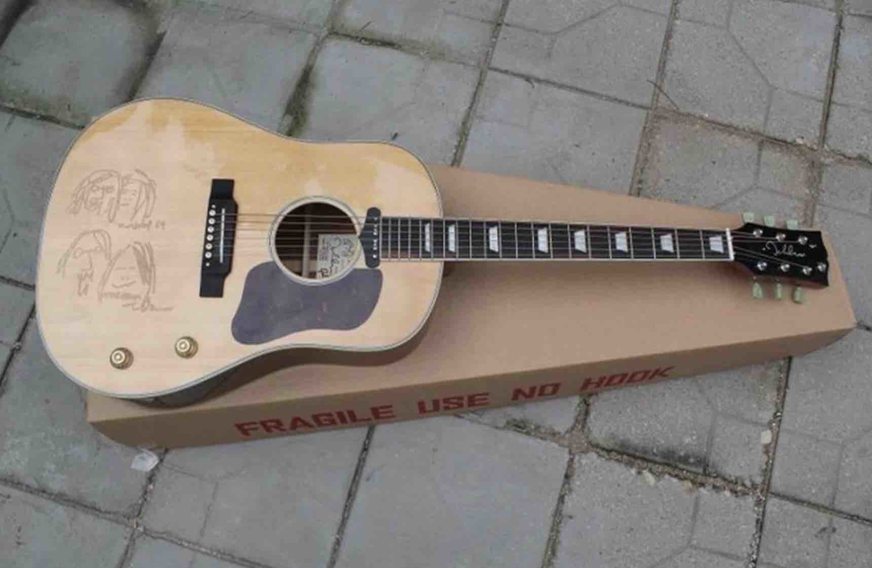 Custom Shop Natural John Lennon J160E Acoustic Guitar customize logo on headstock is available free shipping cost