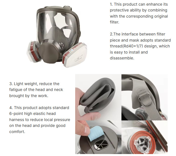 PPE Anti-toxic Chemical Full Face Gas Mask With Filter