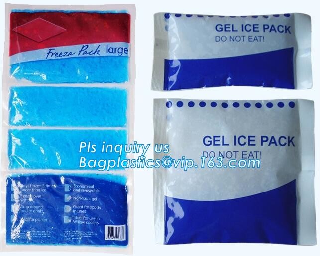breastmilk lunch bag cooler plastic reusable ice pack, 250g gel water injection ice bag for fresh food, oem water inject