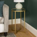 Modern Style Gold Stainless Steel Frame Tempered glass top Coffee Table Side