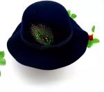 Asymmetric Women Wool Broad Brimmed Hat With Nylon Ribbon / Woven Washed Label