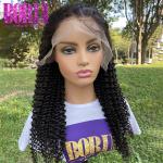 Unprocessed Cuticle Aligned 12a Kinky Curly Human Hair Swiss Lace Frontal Wigs