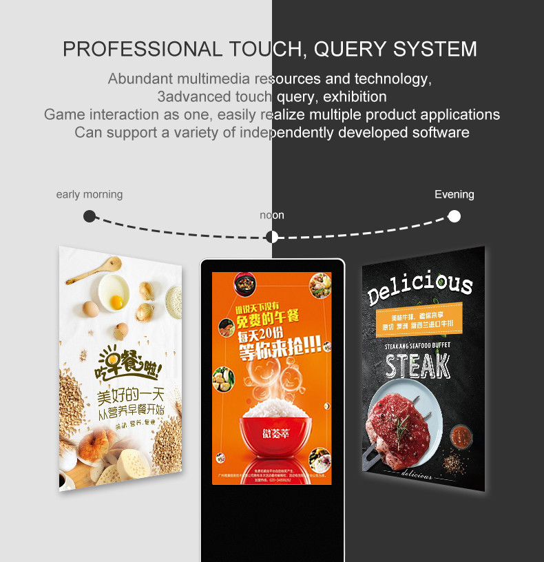 Interactive Vertical Advertising HD Touch 55 Inch Digital Signage Display