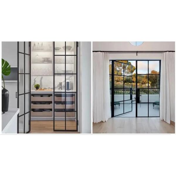 French Style Aluminum Door Window With Double Pane Glass Windows Grill Design