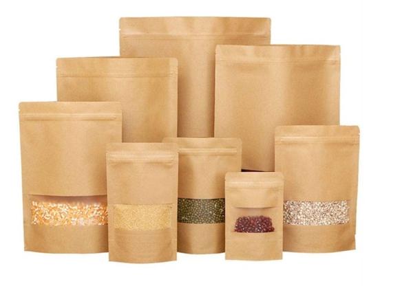 Packaging Paper Bag Food Biodegradable Candy Beef Bags Low Cost Paper Stand Up
