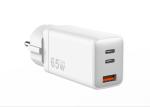 65W 3 Port USB C Wall Charger Fast Charging USB A GaN Adapter Customized Logo