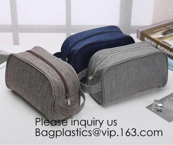 Cosmetic Toiletry Bag Mens Canvas Leather Travel Kit Wash Makeup Bag,organic