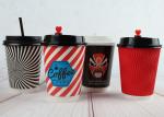 Red / Black Personalized Insulated Paper Cups Custom Disposable Coffee Cups