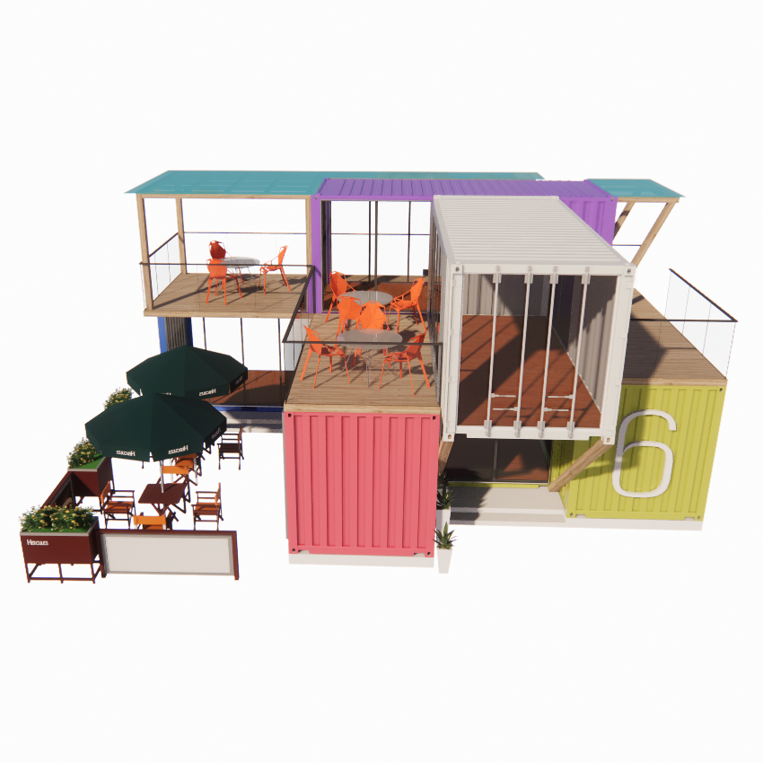 Easy Assembly and Disassembly 20ft/40ft Modular Prefab Storage Shipping Container Homes Bar with Aluminum Alloy Windows
