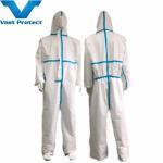 Waterproof Microporous Coverall with Blue Strip No Shoe Cover Abrasion Tear