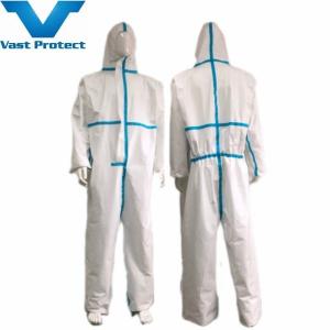 Wholesale Breathable Disposable White Blue Strip Micro Film Suit Without Boots-Cover for Protection from china suppliers