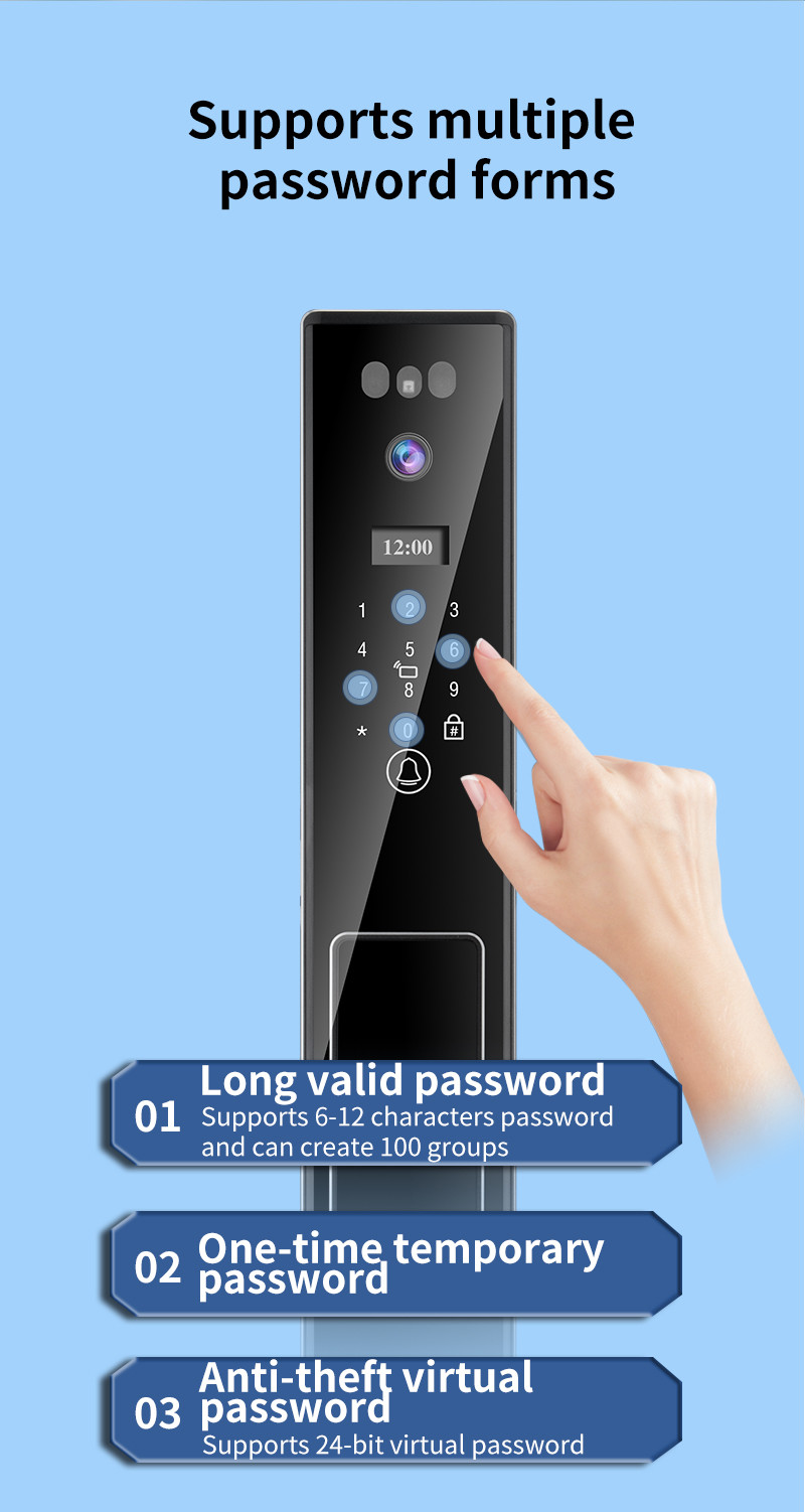 3D Face Recognition Tuya APP Intercom Camera Biometric Fingerprint Smart Locks For Home
