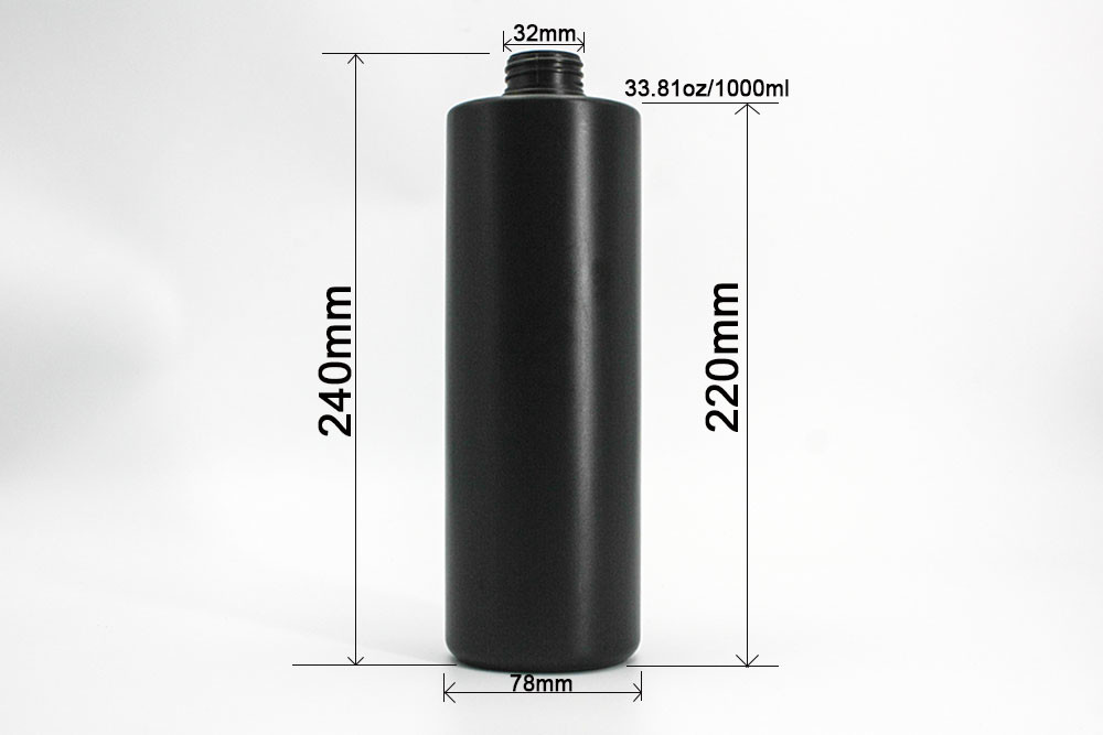 Black Plastic 1000ml PET Shampoo Pump Bottles for Shower Gel
