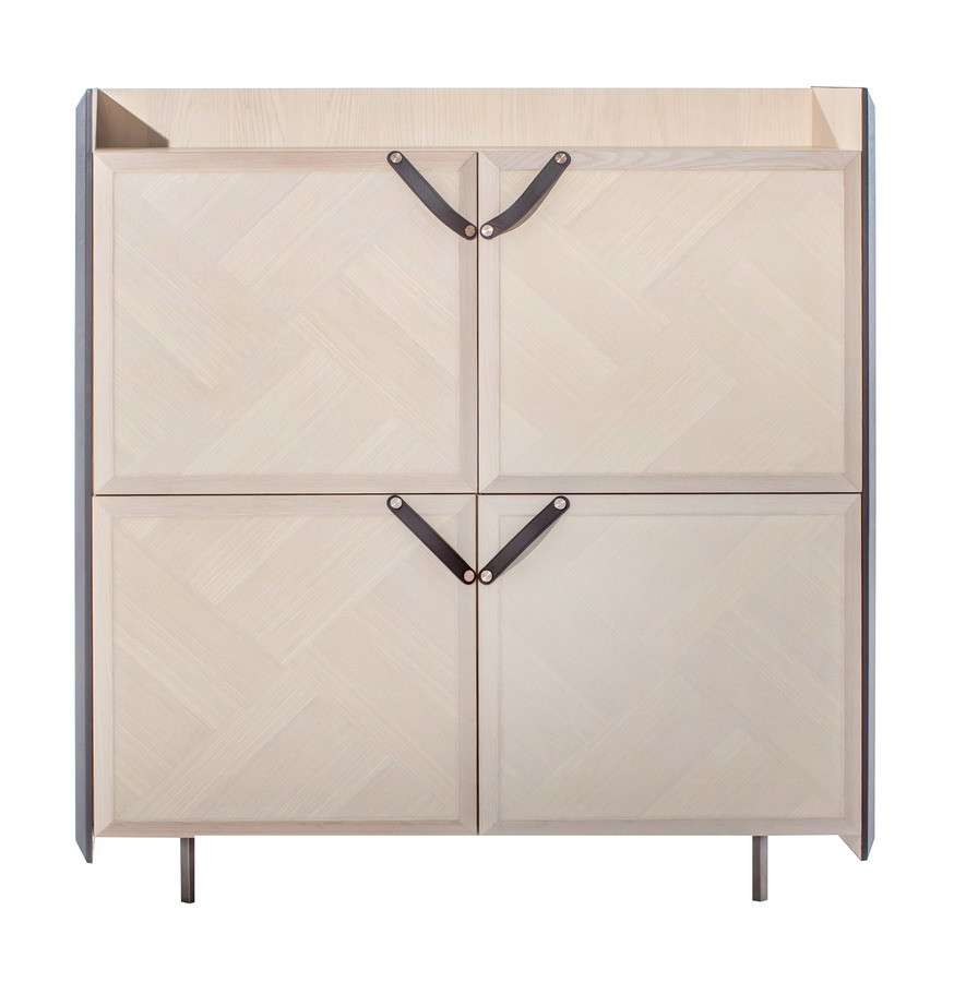 Hotel Dining Lobby Furniture For Buffet Cabinet In Italy Minimalist Design By Oak Wood Casa Covered Leather In Steel Leg
