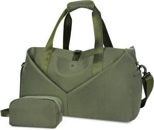 Wholesale Green Portable Overnight Weekender Bag Gym Duffel Bag With Wet Pocket Shoes Compartment from china suppliers