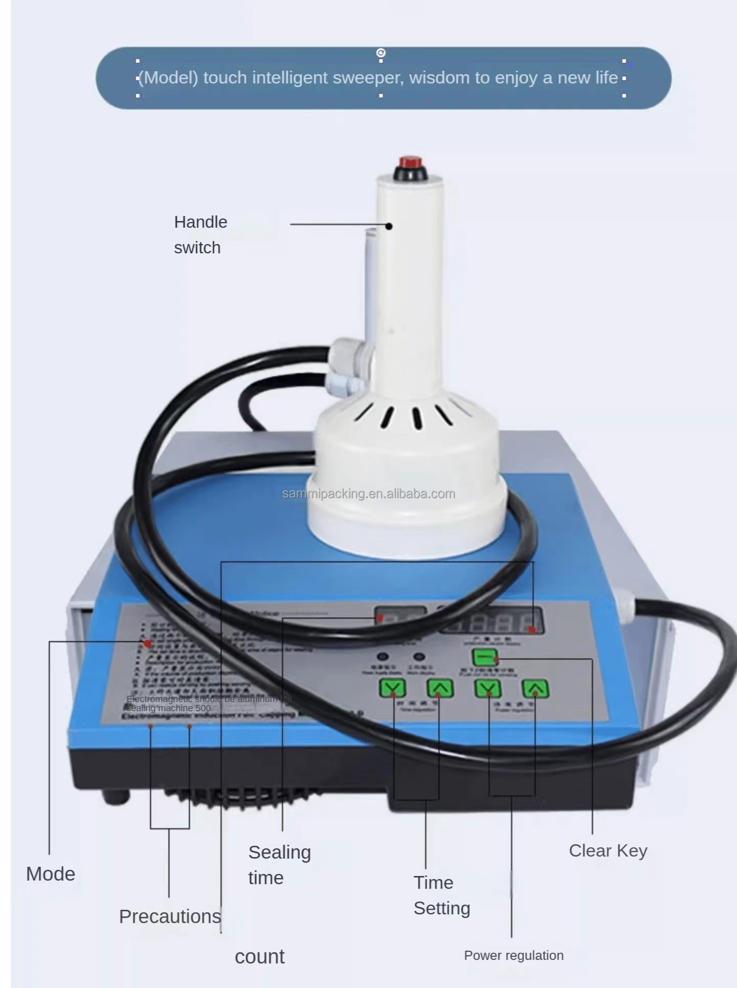 Portable Induction Cap Sealer Aluminium Foil Sealing Machine 20-85mm 34*29*15MM Size