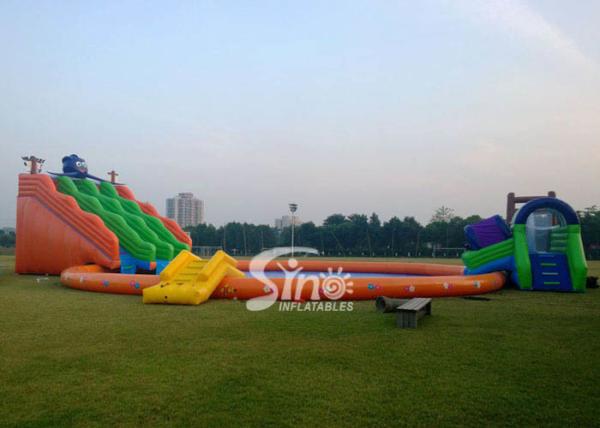 Kids N adults giant inflatable water park on land with big inflatable swimming