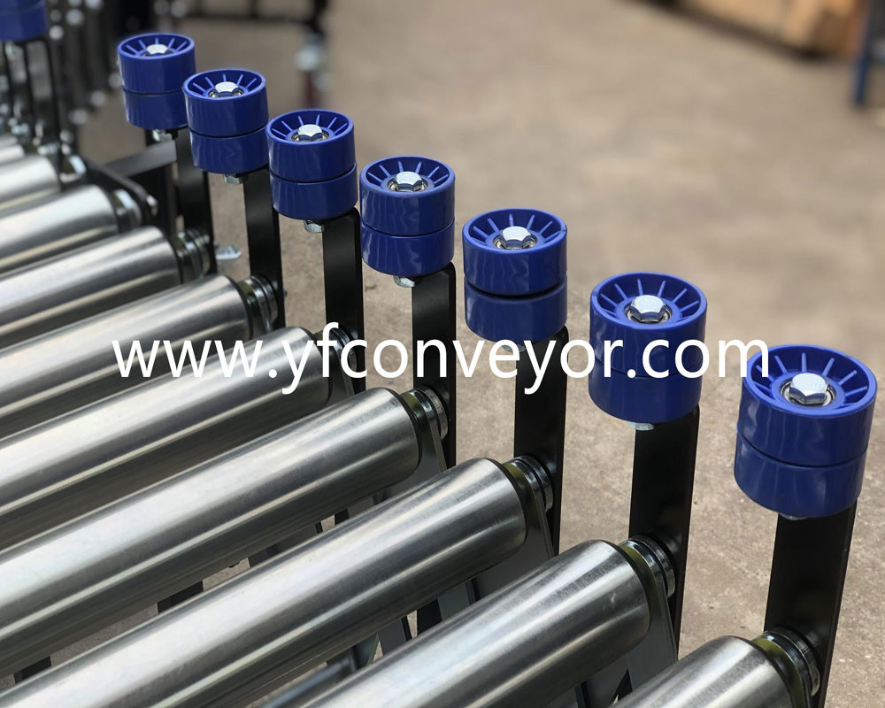 Flexible Powered Roller Conveyor with side guardrail