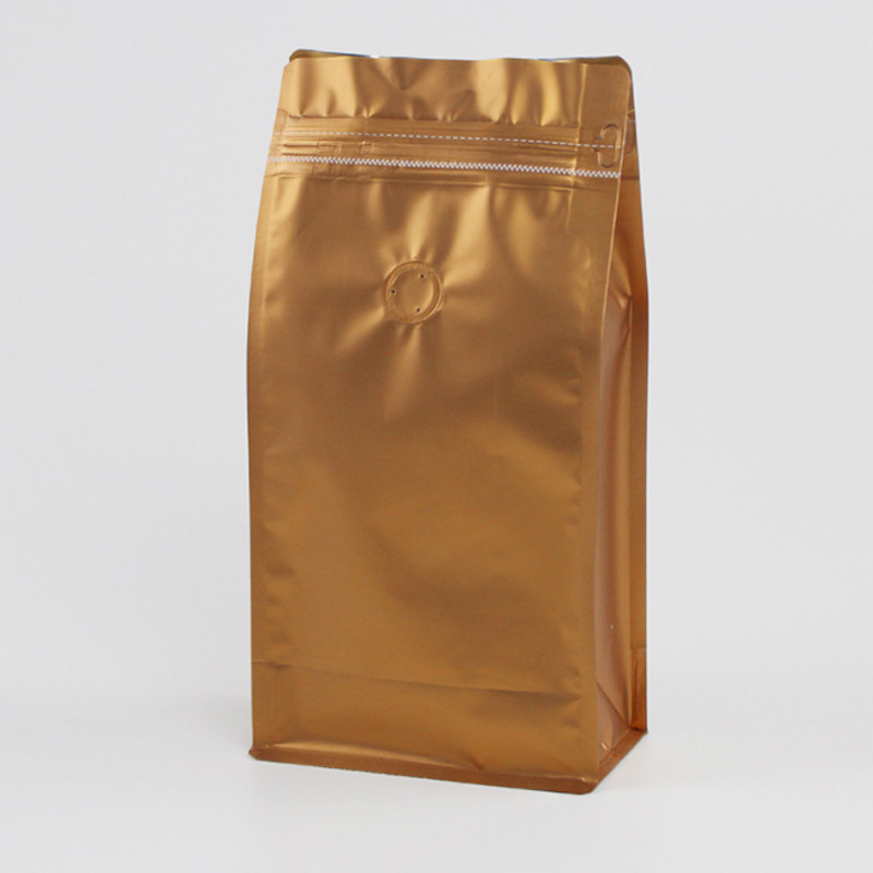 Square Bottom Coffee Packaging Bags, Stand Up Zipper Pouch With Valve