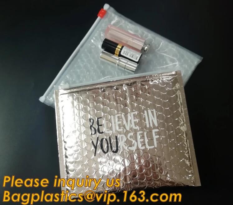 Holographic Zipper Slider Zip Lock Bubble Bag,Cosmetic Zipper Bag/Rose Gold Slider Bubble Bag with Logo,Slider Bubble Zi