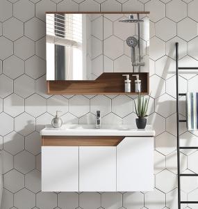 Wholesale Anti Corrosion Solid Wood Bathroom Cabinet With Mirror Wash Basin from china suppliers