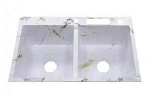 Wholesale 830*500mm Stainless Steel Handmade Kitchen Sink With Knife Shelf White Marbling Color from china suppliers
