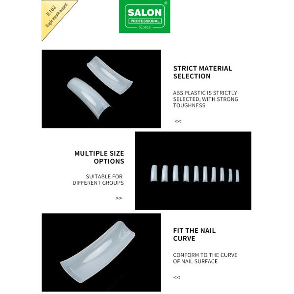Nail Supplies Full Matte ABS Artificial Finger Nails Clear Color Smile Shape False Nail Tips