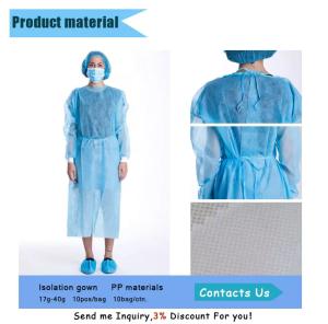 Wholesale Waterproof Disposable Isolation Gown Medical Blue 35 Gsm from china suppliers