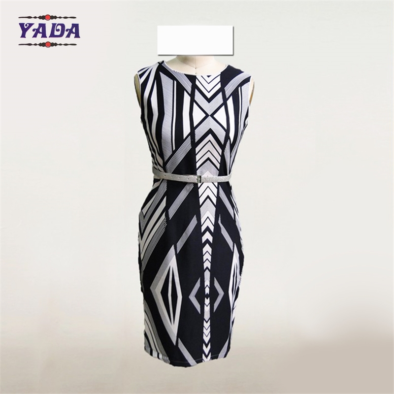 2018 geometric print design fashion clothing dresses lady for fat women