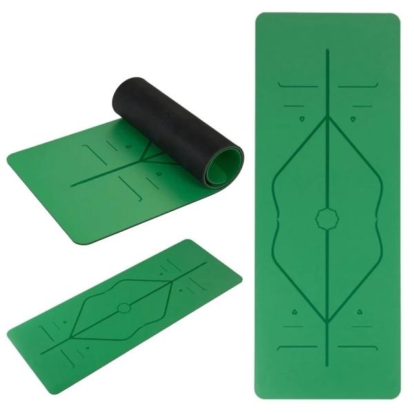 Natural Rubber Yoga Mat, Body alignment lines Non-Slip Fitness pad 5mm Excercise