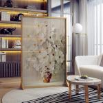 Mobile Room Divider Stainless Steel Brushed Semi Transparent Partition