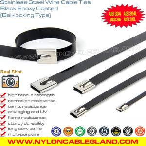 Wholesale Industrial Strength Color Epoxy Coated 316L, 316, 304 Metal Stainless Steel Ball-locking Cable Ties from china suppliers