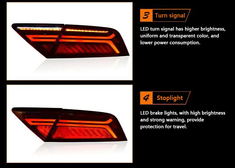 12V Audi A7 Taillight Assemblies Modified With LED Water Steering Rear Tail Lamp A7