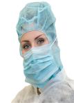 PP Non Woven Disposable Hood Space Cap Sew With 2/3 Ply Face Mask Free Samples