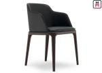 Armless Wood Black Leather Kitchen Chairs , Elegant Light Wood Dining Room
