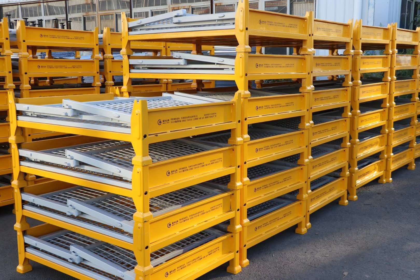 Heavy Duty Collapsible Folding Stackable Metal Pallet Box Warehouse Storage Cage
