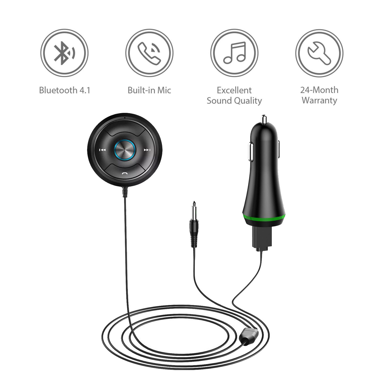 2018 wholesale wireless Bluetooth car kit aux adapter car mp3 fm transmitter aux Bluetooth music receiver