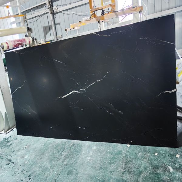High gloss PVC wall panel installation in modern interior